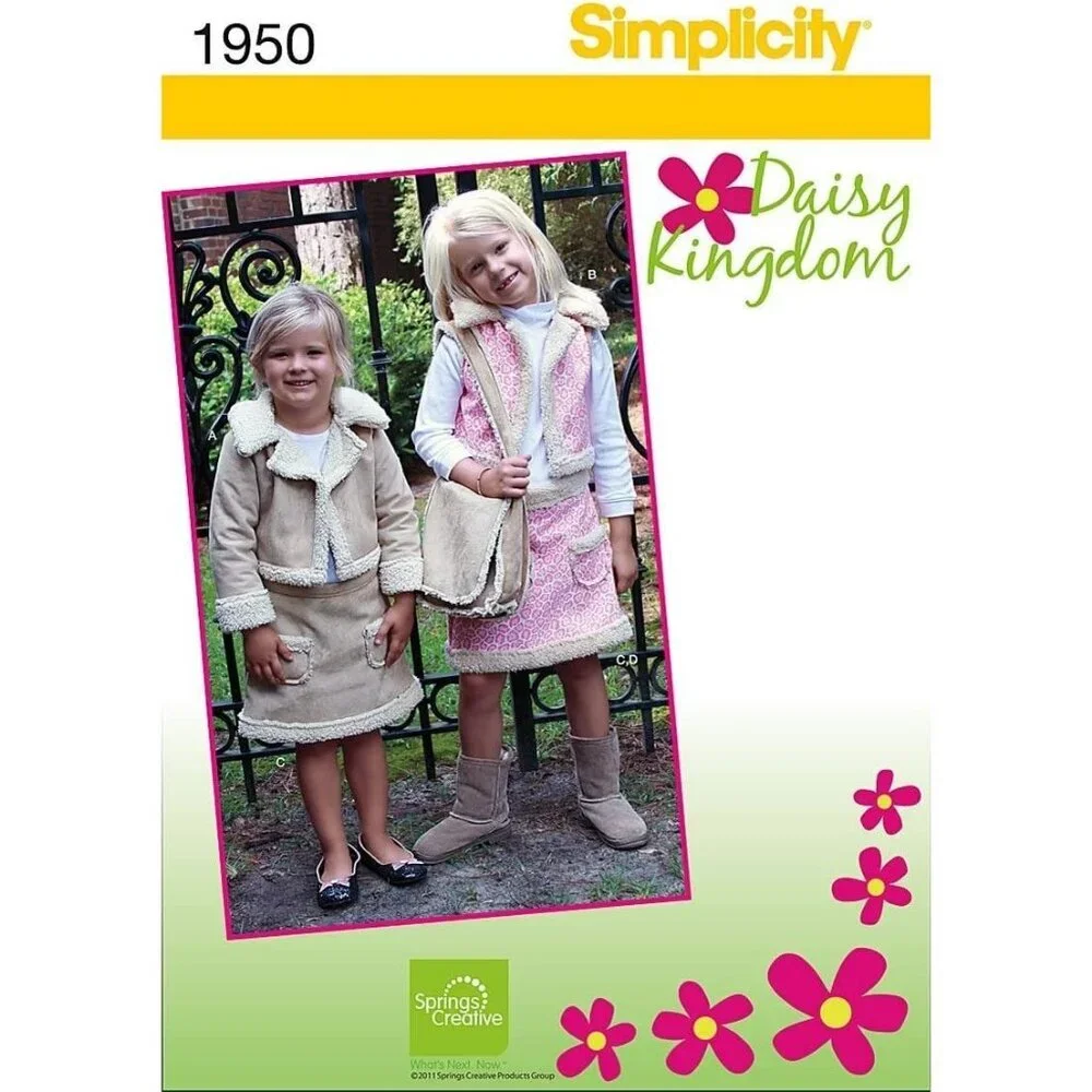 Simplicity Sewing Pattern 1950 Daisy Kingdom Childs Jacket Vest Skirt Bag Size 3